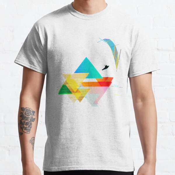 Paragliding pilot mountains color colorful color sky diving parachute Classic T-Shirt