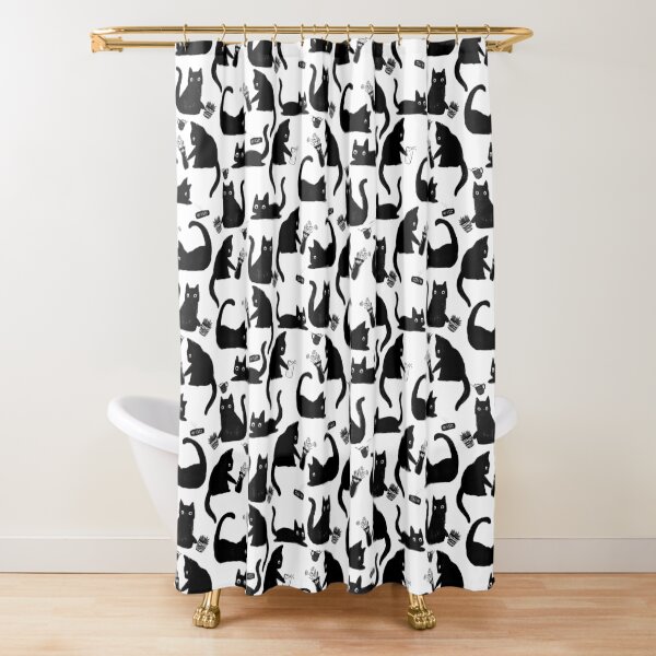 Bad Cats Knocking Stuff Over Shower Curtain