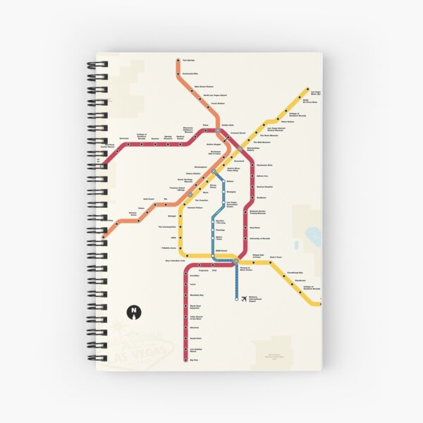 Las Vegas Subway Map "Las Vegas Metro (Fantasy Subway Map, Las Vegas, Nevada)" Spiral Notebook  By Metroposters | Redbubble