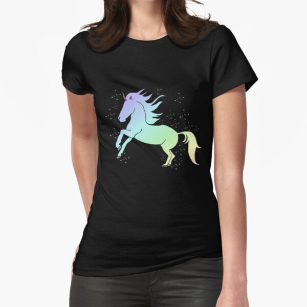Rainbow Unicorn in a Starry Sky  Fitted T-Shirt