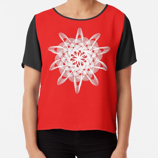 Spirograph Red White Chiffon Top