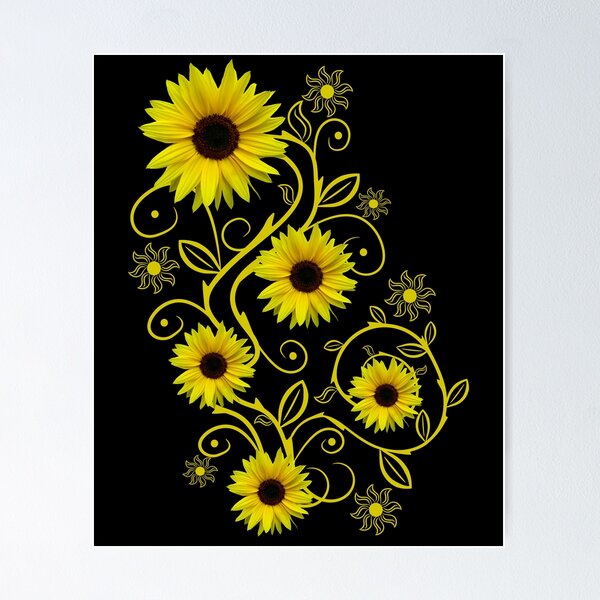 Item preview, Sunflowers sunflower floral tendril ornament floral flowers designed and sold by rhnaturestyles.