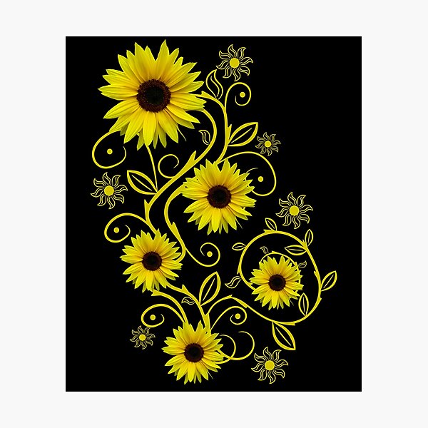 Item preview, Sunflowers sunflower floral tendril ornament floral flowers designed and sold by rhnaturestyles.