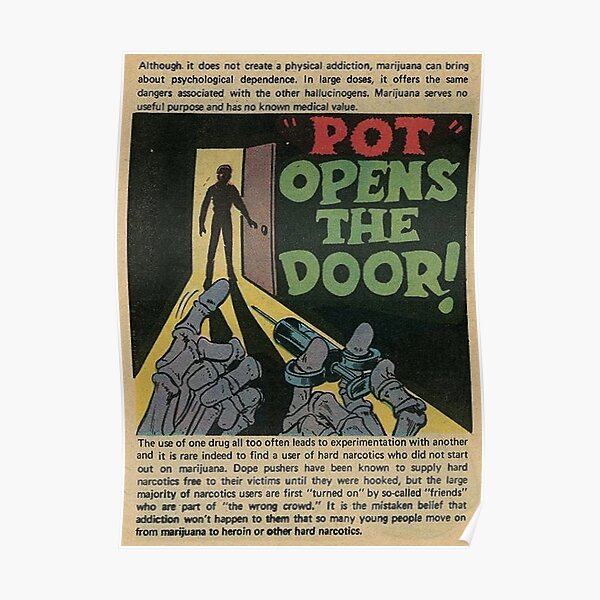 "Pot Opens The Door" (Vintage 1970s Anti-Marijuana Propaganda) Poster
