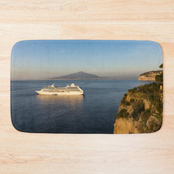 Item preview, Sunset Postcard from Sorrento - the Sea, the Cliffs and Vesuvius Volcano Behind the Cruise Ship designed and sold by Georgia Mizuleva.