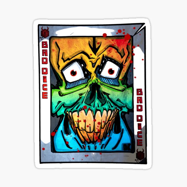 BAD DiCE Colorful skull card Sticker