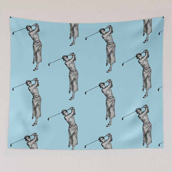 Item preview, Vintage Woman Golfer Swinging the Gold Club URM designed and sold by urmaddad.
