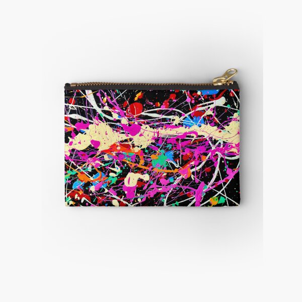 Item preview, Vibrant Splatter Mask- Purple, blue, tan, black Jackson Pollock style art designed and sold by Wanderlust Designs.