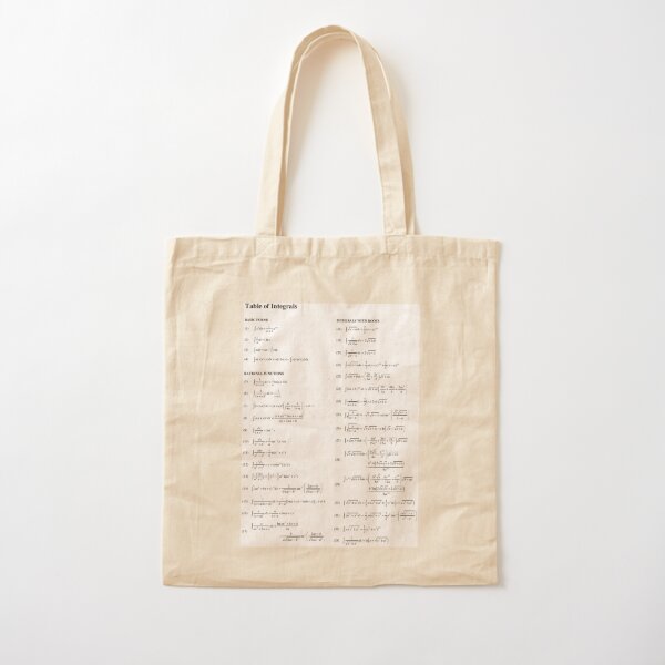 Table of Integrals Cotton Tote Bag