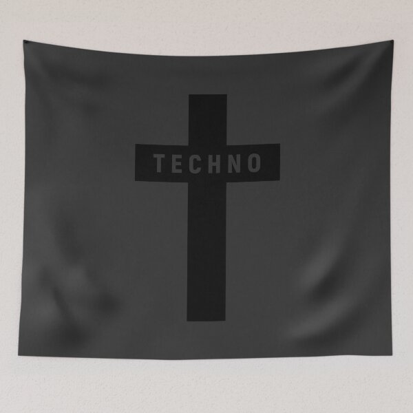 Item preview, Techno religion cross black designed and sold by shinobishirt.