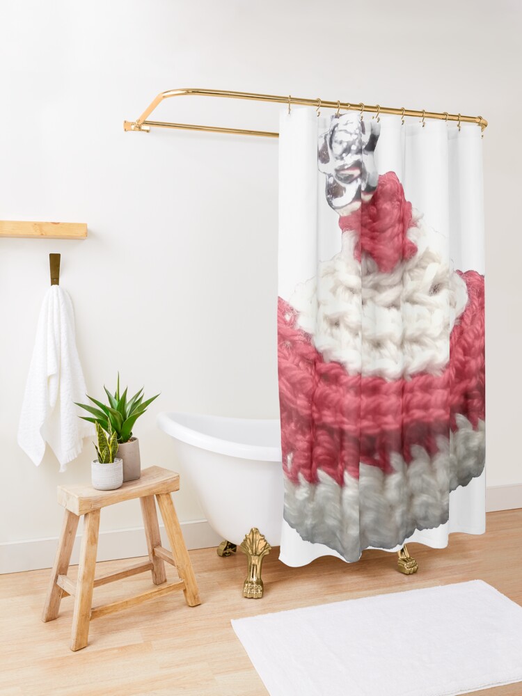 Rideau de douche ''Création en crochet, mini panière à perles, Vata' : autre vue