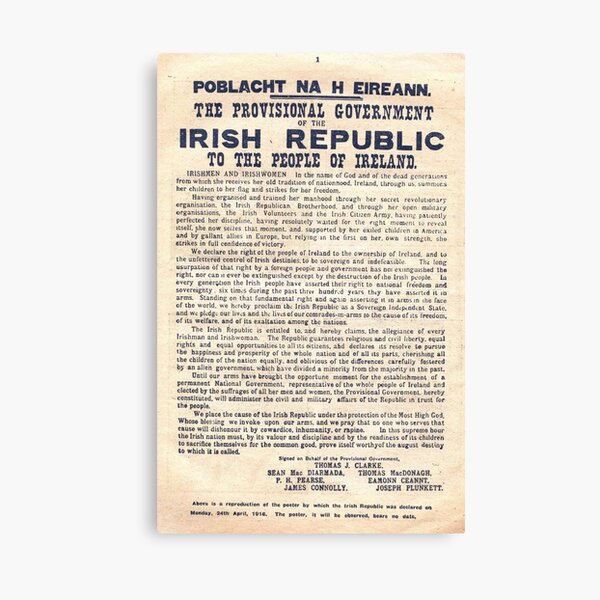 1916 Irish Proclamation Canvas Print