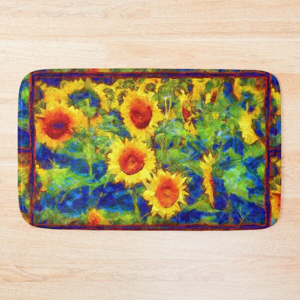 Sunflowers Dance in a Field - Girasole   Bath Mat