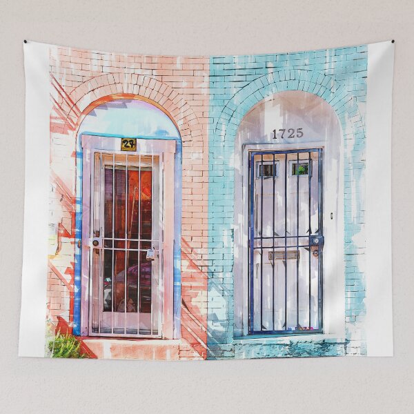 Item preview, Twin Townhouse Doors Vintage In Washington designed and sold by ColortrixArt.
