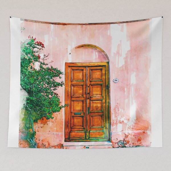 Item preview, Old Wooden Door Pink Wall  designed and sold by ColortrixArt.