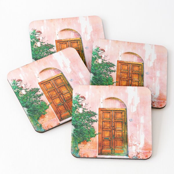 Item preview, Old Wooden Door Pink Wall  designed and sold by ColortrixArt.