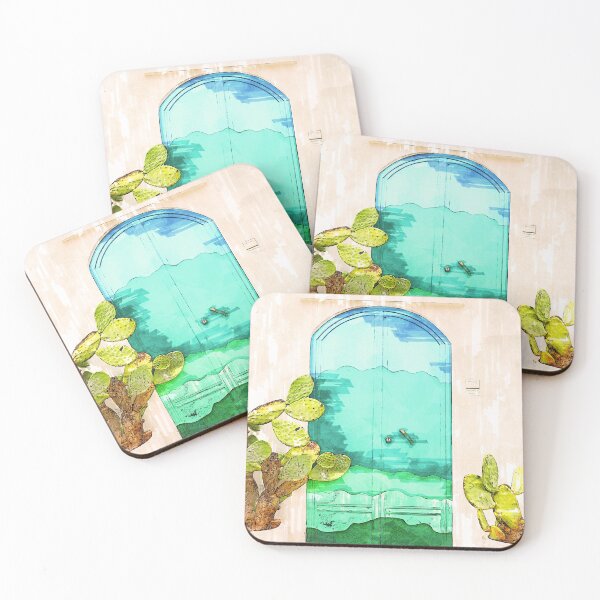 Item preview, Vintage Summery Door With Cacti designed and sold by ColortrixArt.