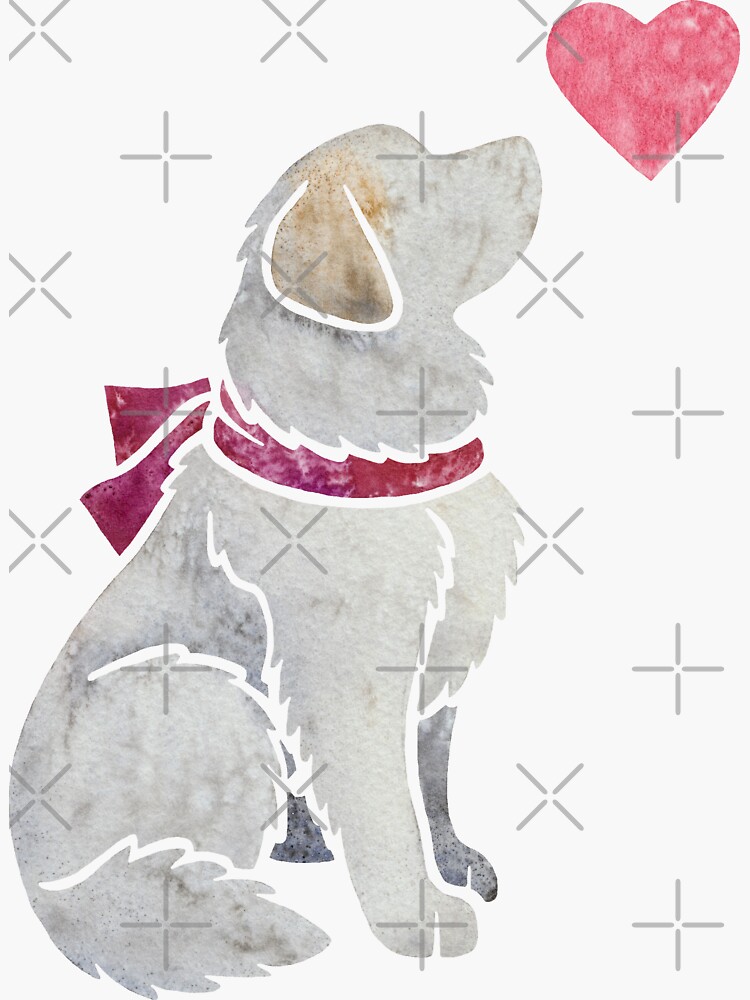 Thumbnail 3 of 3, Sticker, Watercolour Pyrenean Mountain Dog (Great Pyrenees) designed and sold by animalartbyjess.