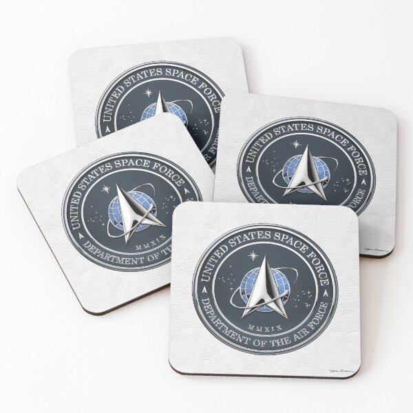 Item preview, United States Space Force - USSF Seal over White Leather designed and sold by Serge Averbukh Art Studio.