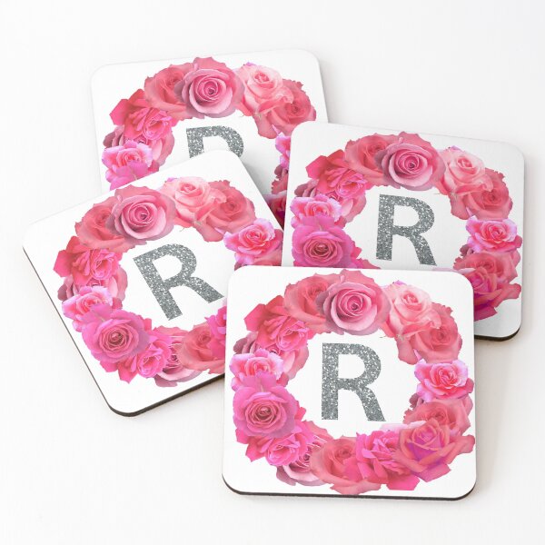 Item preview, LETTER S, SIVLER GLITTER, PINK ROSES, CIRCLE, ALPHABET  designed and sold by Pascally.