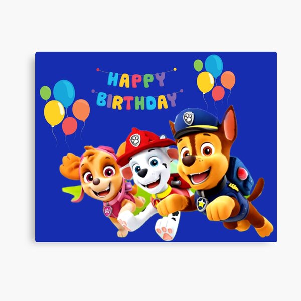 Impression Sur Toile Cocomelon Paw Patrol Joyeux Anniversaire Par Stefaniaalina Redbubble