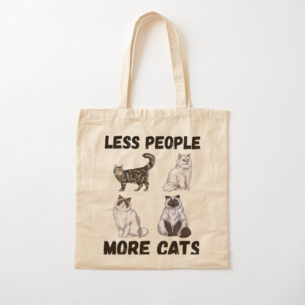 Less People More Cats Cotton Tote Bag