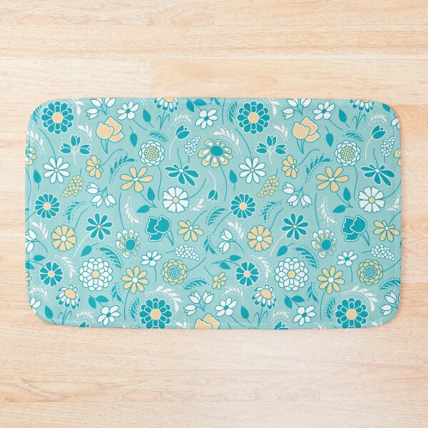 Item preview, Cute Ditsy Flowers // Sky Blue, Creamy Butter Yellow designed and sold by Elsy's Art.