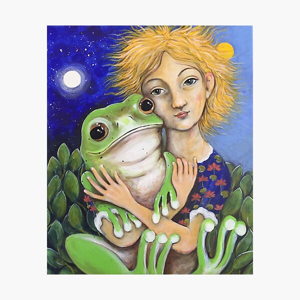 Vista previa del artículo con la obra «rana y una niña», diseñado y vendido por alexandra frank.