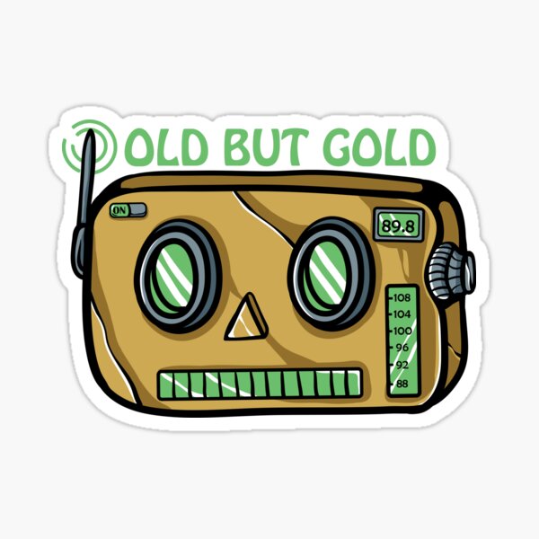 Vintage Robot Radio Designs for Seniors with Humor Sticker
