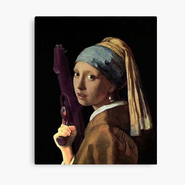 Artikel-Vorschau von Das Mädchen mit dem Perlenohrring hält eine Strahlenkanone in der Hand – Lustiges Vermeer-Mashup, designt und verkauft von MindChirp.