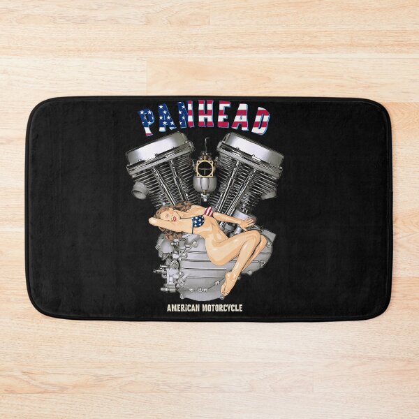 Item preview, USA Panhead Motorcycle Sexy Retro Pinup Flag Biker Gear designed and sold by TheDirtyGringo.