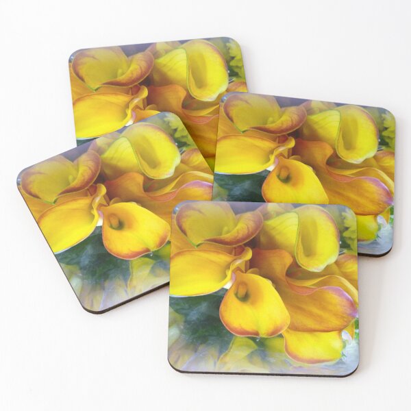 Item preview, YELLOW WITH ORANGE CALLA LILIES designed and sold by Elaine Bawden.