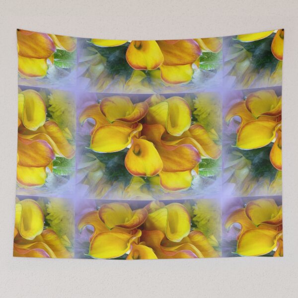 Item preview, YELLOW WITH ORANGE CALLA LILIES designed and sold by Elaine Bawden.