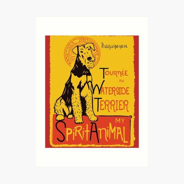 Funny Airedale Waterside Terrier Cute Dog Chat Noir Mashup Art Design Art Print