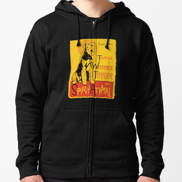 Funny Airedale Waterside Terrier Cute Dog Chat Noir Mashup Art Design Zipped Hoodie