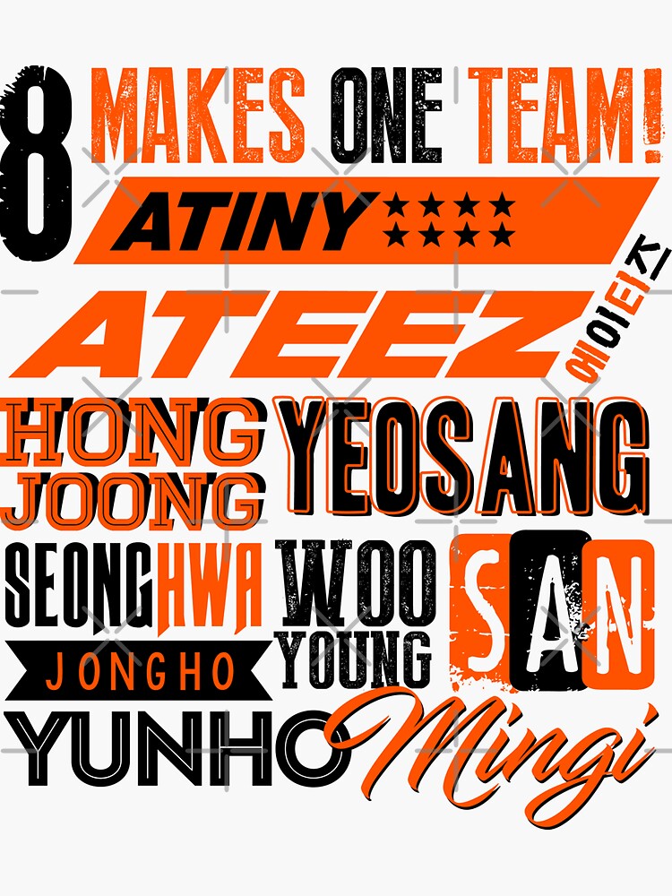 "ATEEZ Font Collage" Sticker for Sale by skeletonvenus Redbubble