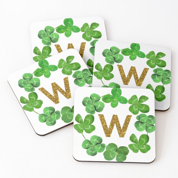 Artikelvorschau, Buchstabe W, Glücksklee, St. Patricks Day, Kleeblatt, Glitzer, vierblättriges Kleeblatt, vierblättriges Kleeblatt, st. Reisalphabet entworfen und verkauft von Pascally.