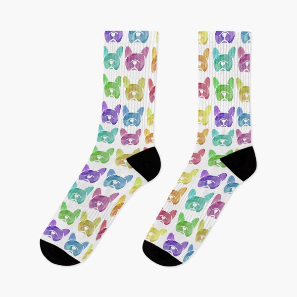 Item preview, Crayon box watercolor French Bulldogs - Frenchies in rainbow colors - bright French Bulldogs designed and sold by smooshfaceutd.