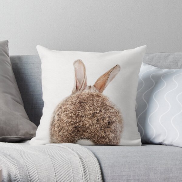 Bunny Tail, Baby Rabbit, Baby Animals Art Print by Synplus Throw Pillow
