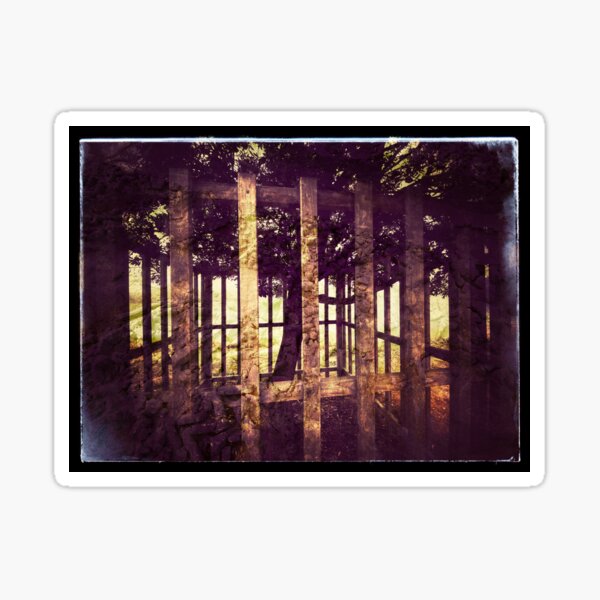 Fenced Tree Vintage Photography Sticker