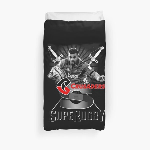 BLACK WHITE RED SUPER RUGBY - NEW ZEALAND ALL BLACKS CRUSADERS SUPERSTAR FLY HALF RICHIE MO'UNGA Duvet Cover