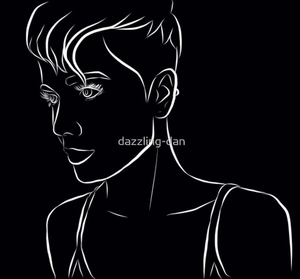 "Halsey-B&W Outline Drawing" by dazzling-dan  Redbubble