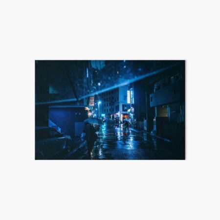 From My Umbrella in Tokyo at Rainy Night Art Board Print
