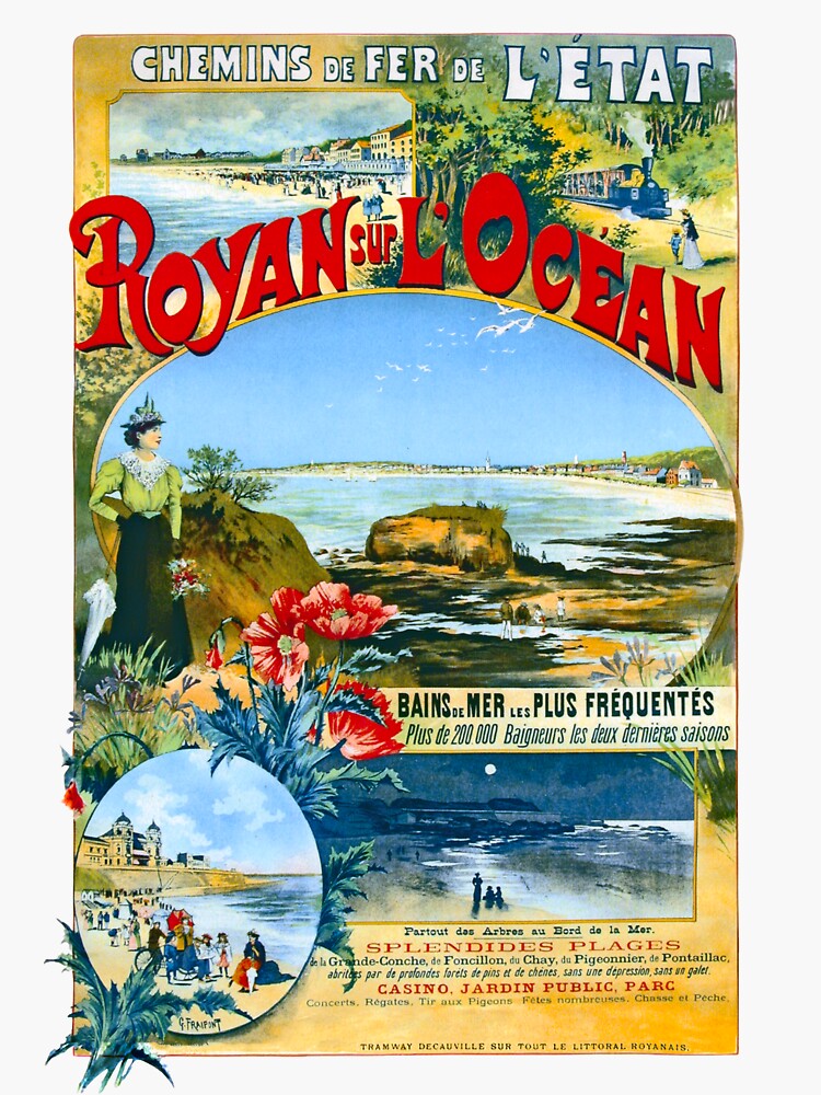 Aperçu 3 sur 3. Sticker avec l'œuvre Affiche de Royan 1900 créée et vendue par Richet.