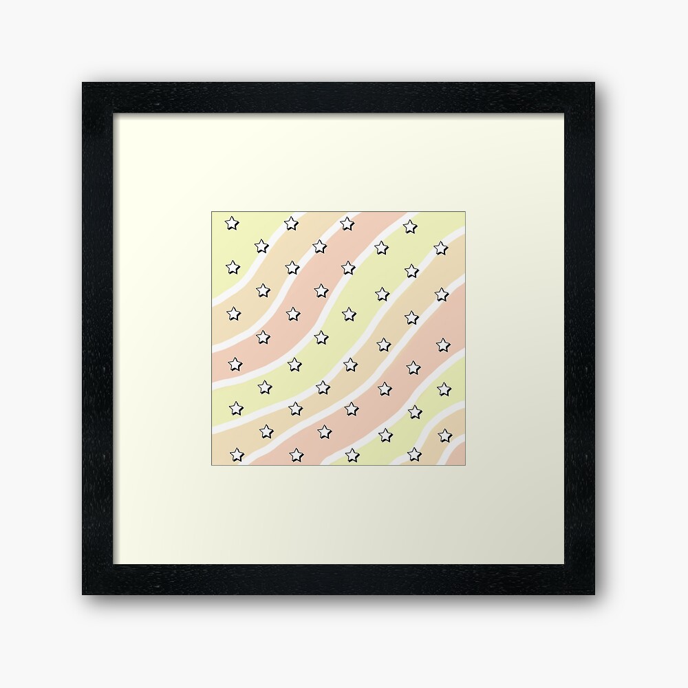 Aesthetic Yellow Orange Red Waves With Stars Wallpaper Framed Art Print By Pastel Paletted Redbubble