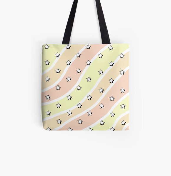 Aesthetic Blue Purple Pink Waves With Stars Wallpaper Tote Bag By