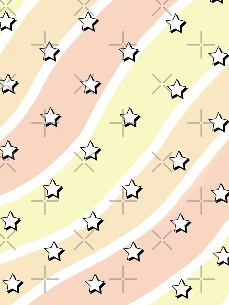 Thumbnail 4 of 4, iPhone Case, Aesthetic yellow orange red waves with stars wallpaper designed and sold by Pastel-PaletteD.