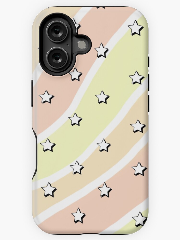 Thumbnail 1 of 4, iPhone Case, Aesthetic yellow orange red waves with stars wallpaper designed and sold by Pastel-PaletteD.