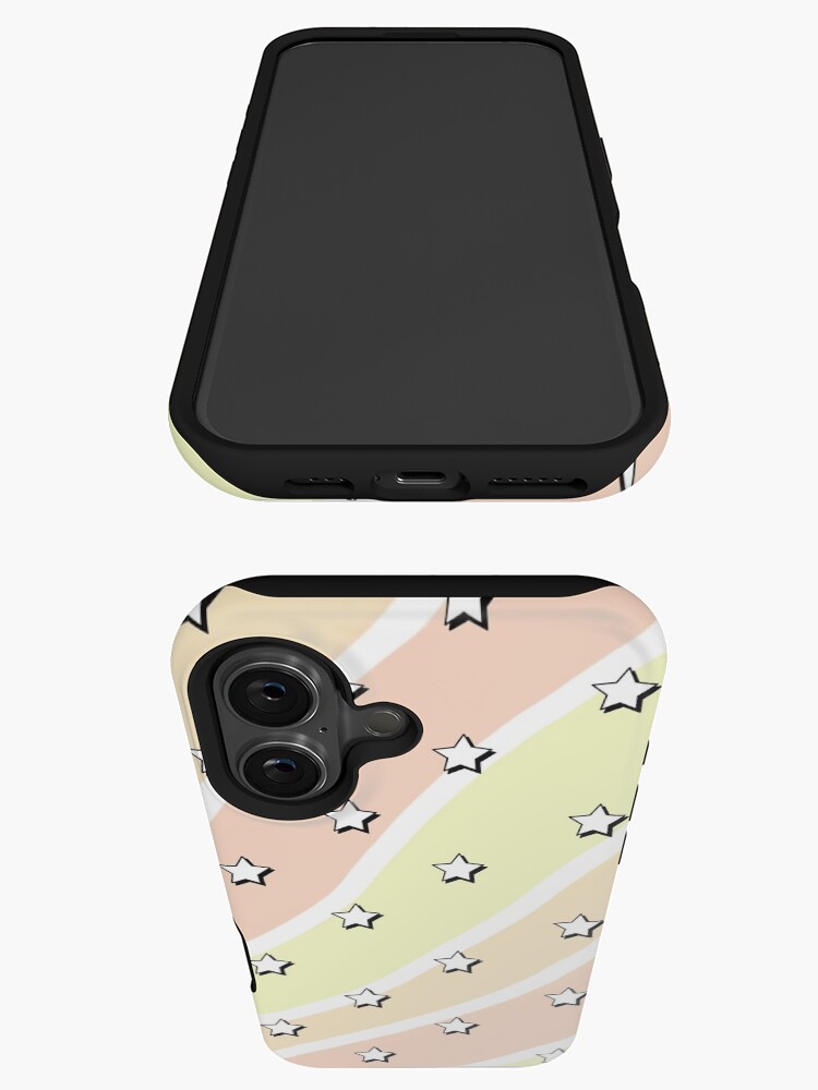 Thumbnail 3 of 4, iPhone Case, Aesthetic yellow orange red waves with stars wallpaper designed and sold by Pastel-PaletteD.