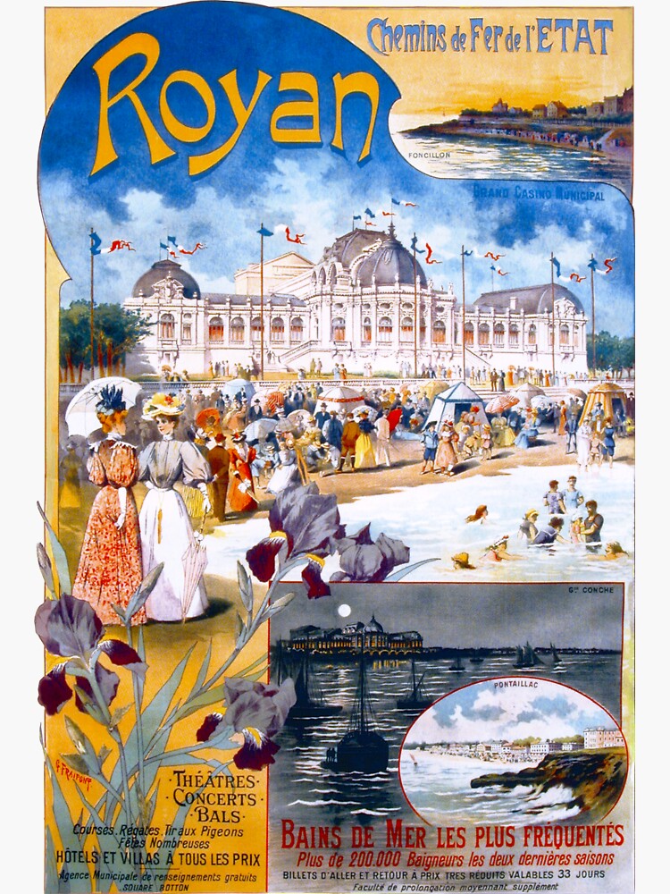 Aperçu 3 sur 3. Sticker avec l'œuvre Affiche de Royan 1900 créée et vendue par Richet.